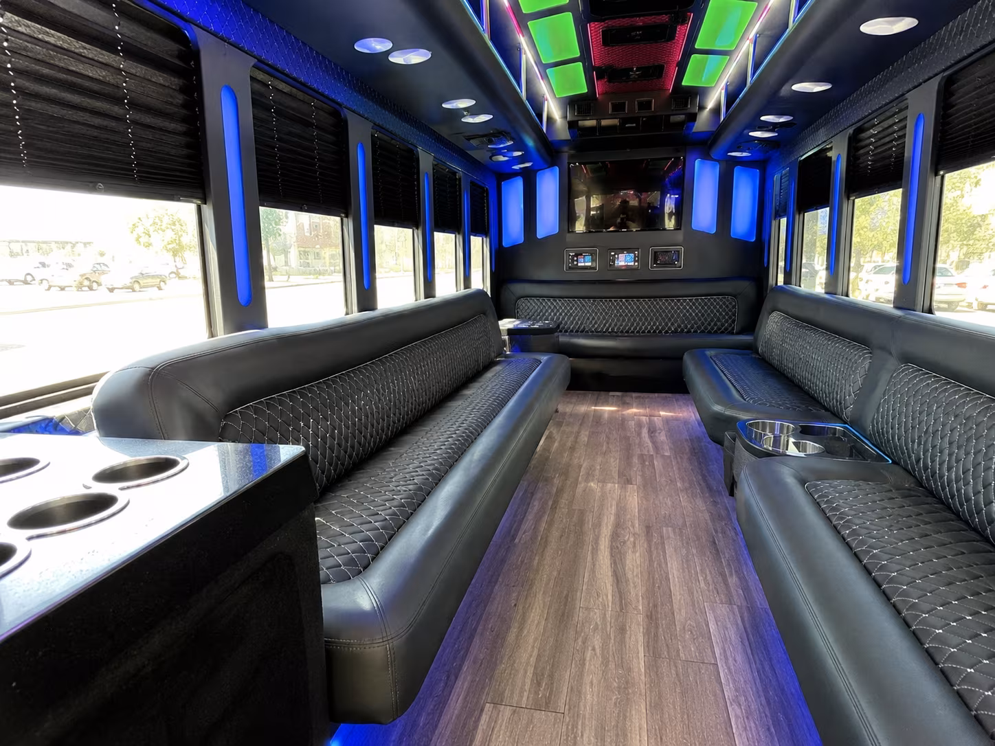 keller 15 passenger party bus inside