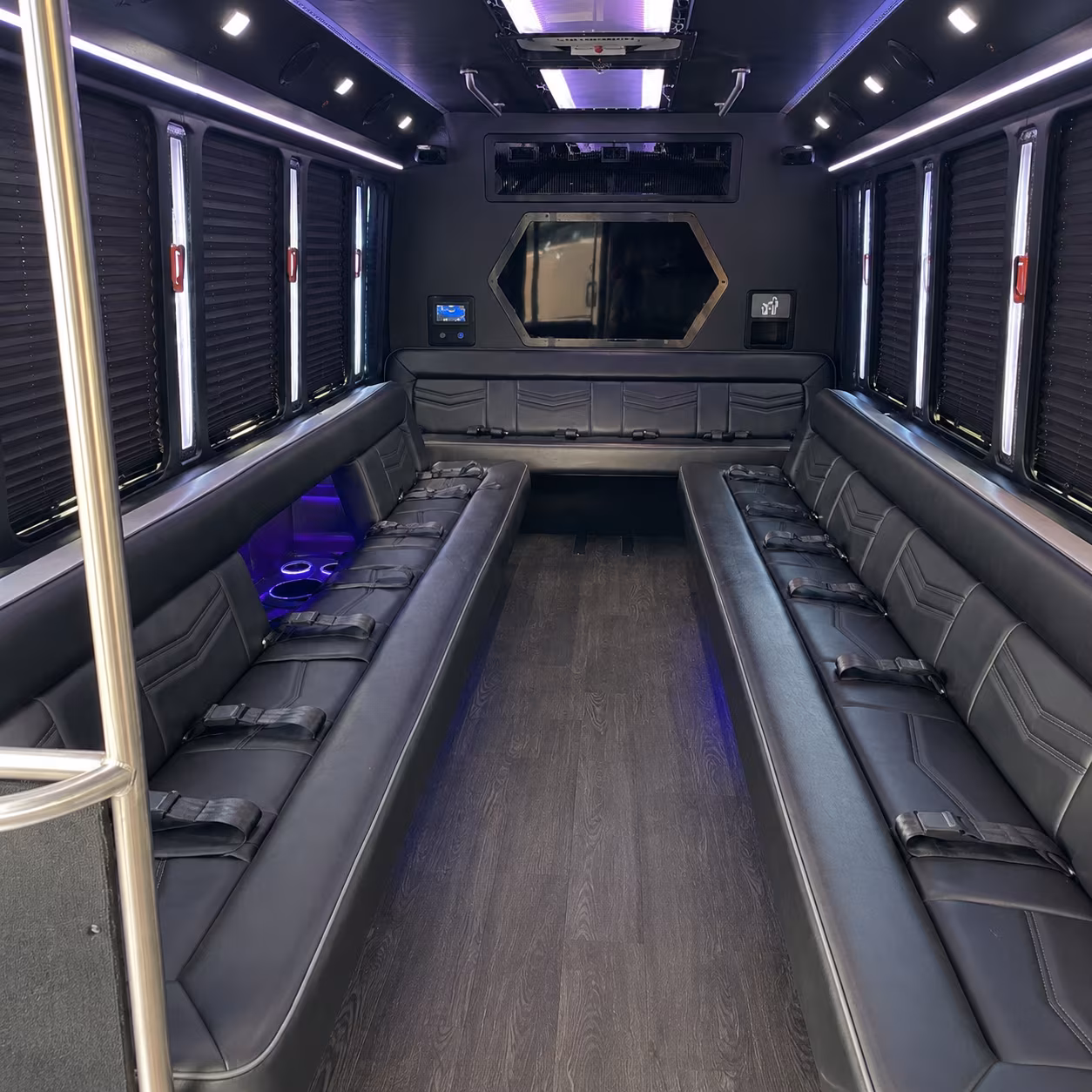 keller 18 passenger party bus interior
