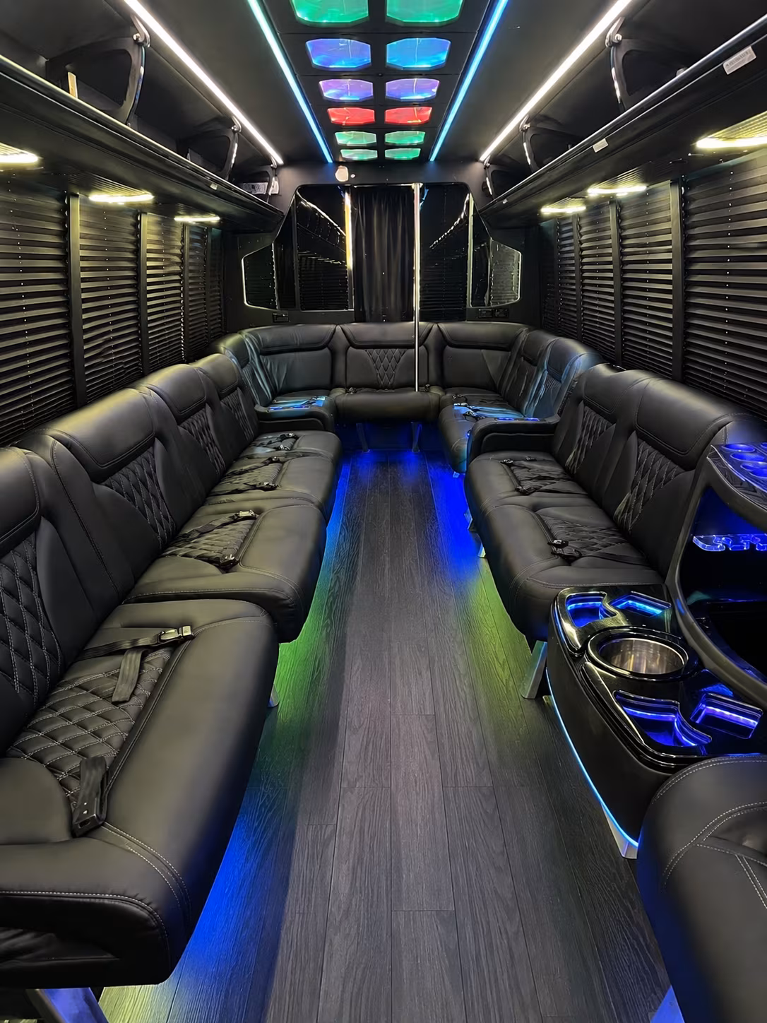 keller 20 passenger party bus interior