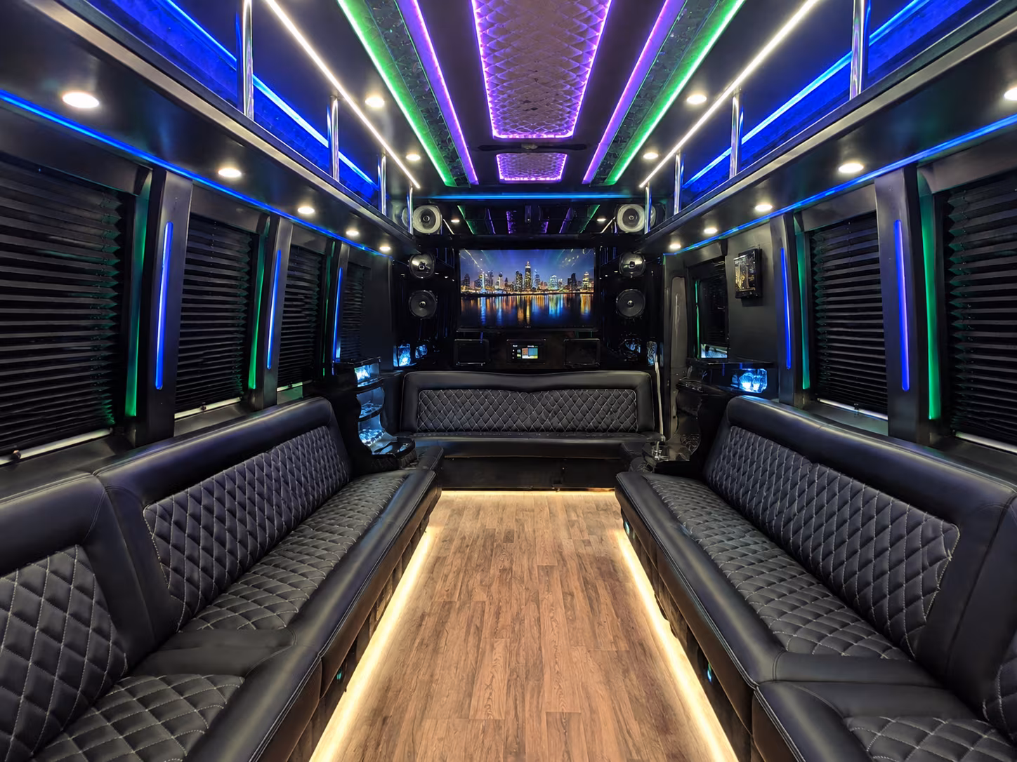 keller 25 passenger party bus interior