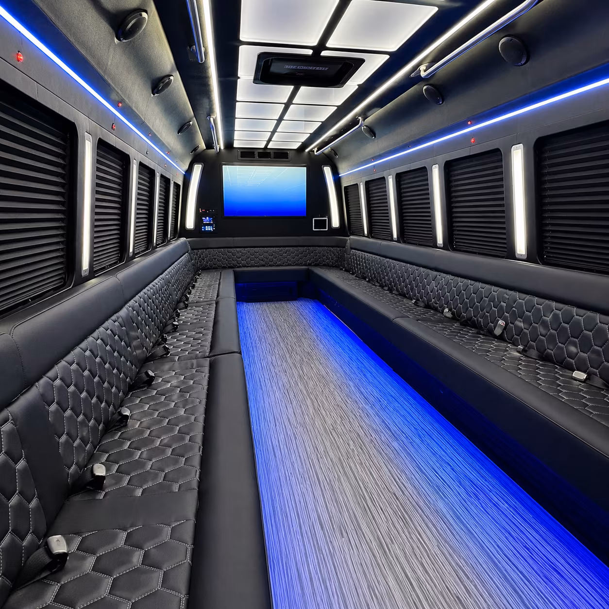 keller 50 passenger party bus inside