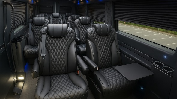 Interior of Charter Bus Company Keller's Sprinter Van Rental With Driver in Keller